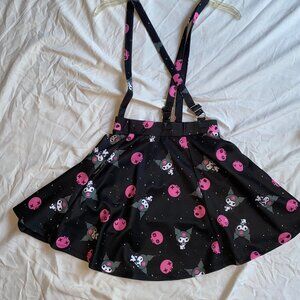 Hot Topic Sanrio Hello Kitty Kuromi Skull Suspender Skirt, Pockets, XS